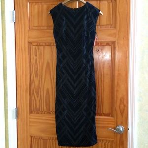 Velvety Royal blue and black bodycon dress